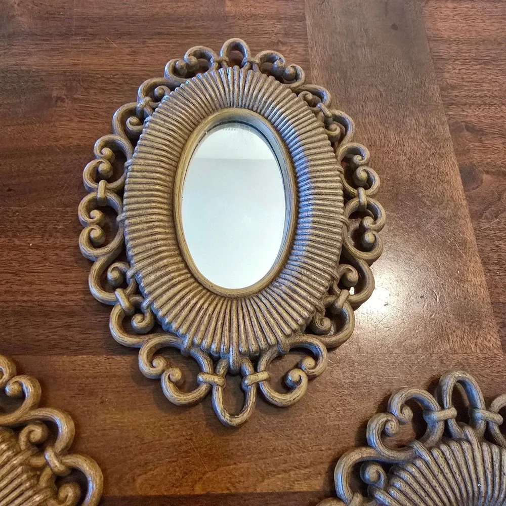 Vintage Homco Gold Oval Wall Mirrors Set of 3 Hollywood Regency 2615 Made in USA